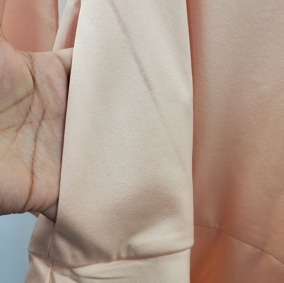 Revolve Elliatt Serene Dress Chalk Pink Bell Sleeves Satin Boho Wedding Cocktail - Picture 4 of 8